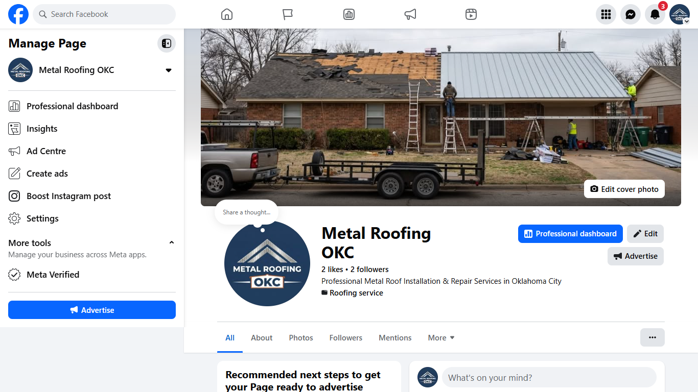 Metal Roofing OKC Facebook Management