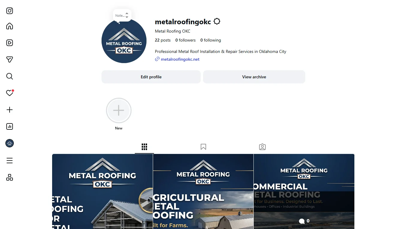 Metal Roofing OKC Instagram Profile